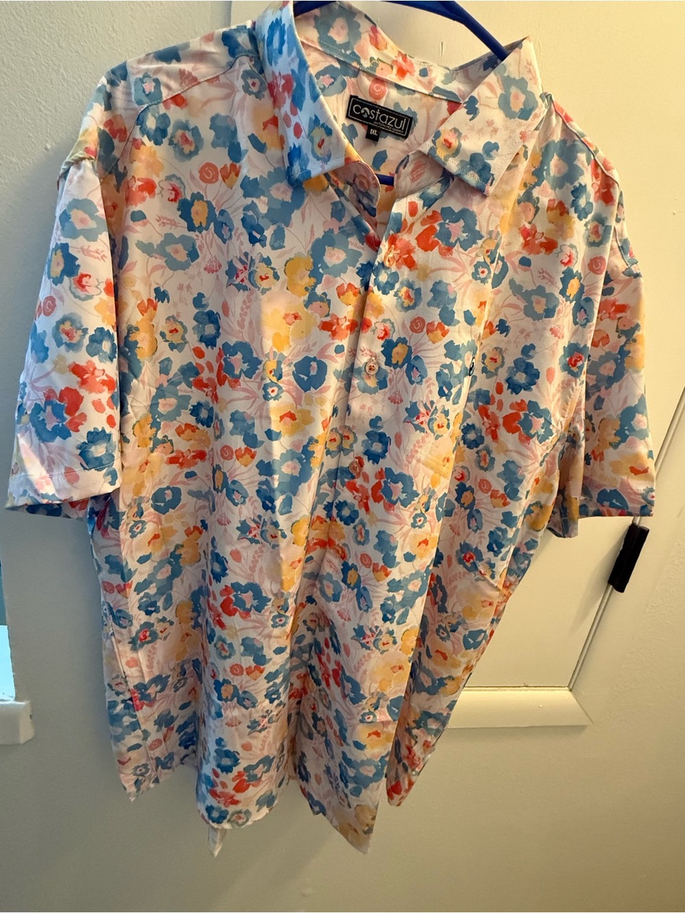 Costazul Men’s Short-Sleeve Button-Down Shirt in Blue, Orange, Yellow